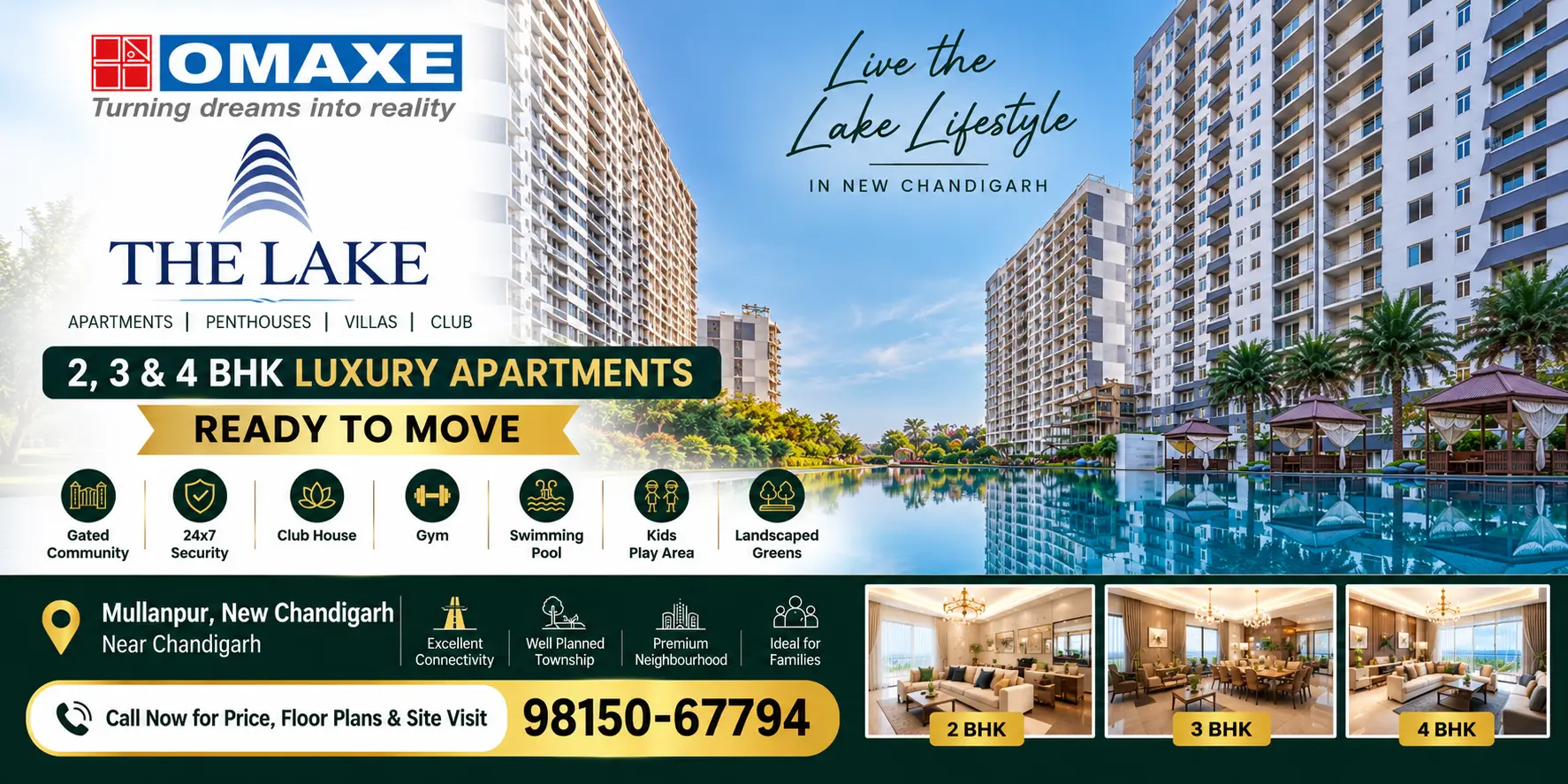 omaxe the lake new chandigarh apartments